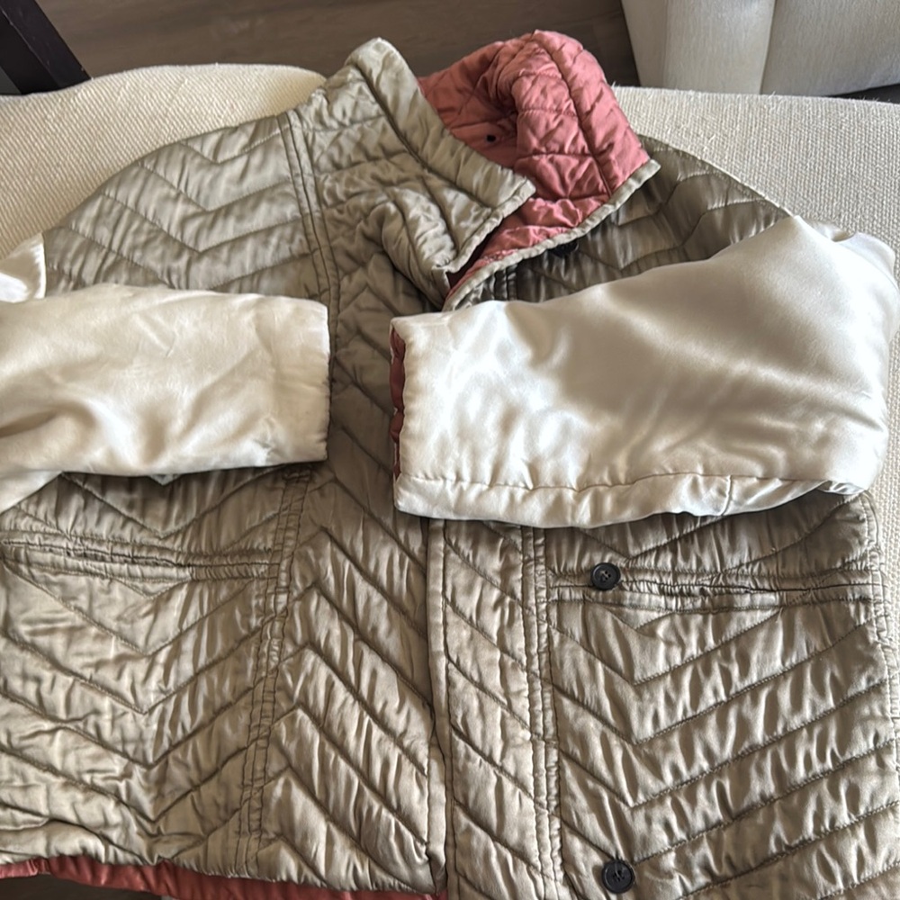 Reversible Tan and Pink Quilted Jacket